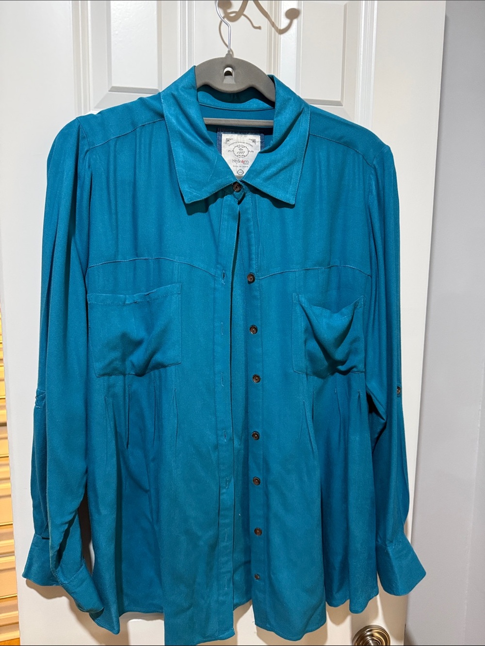 Style & Co. Teal Button-Front Women's Blouse
